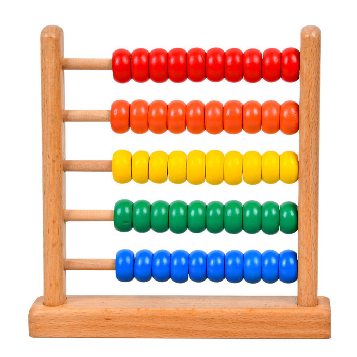 Wooden Abacus for Kids Math 5-Row Wooden Frame Abacus Counting Frame Educational Toy