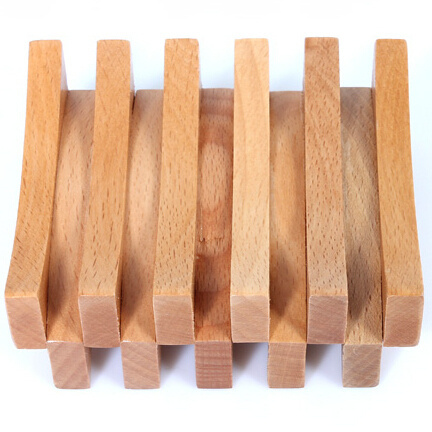 Beech Wood Double Curved Rectangle Soap Dish vanished wooden soap holder