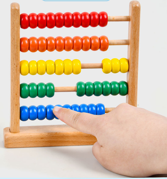 Wooden Abacus for Kids Math 5-Row Wooden Frame Abacus Counting Frame Educational Toy