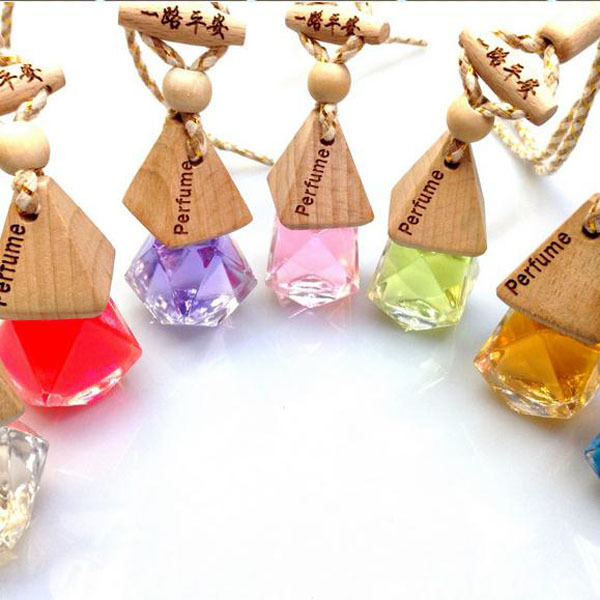 5ml Diamond Auto Car Perfume Hang Bottle Wooden Cap Car Air Freshener Hanging Crafts