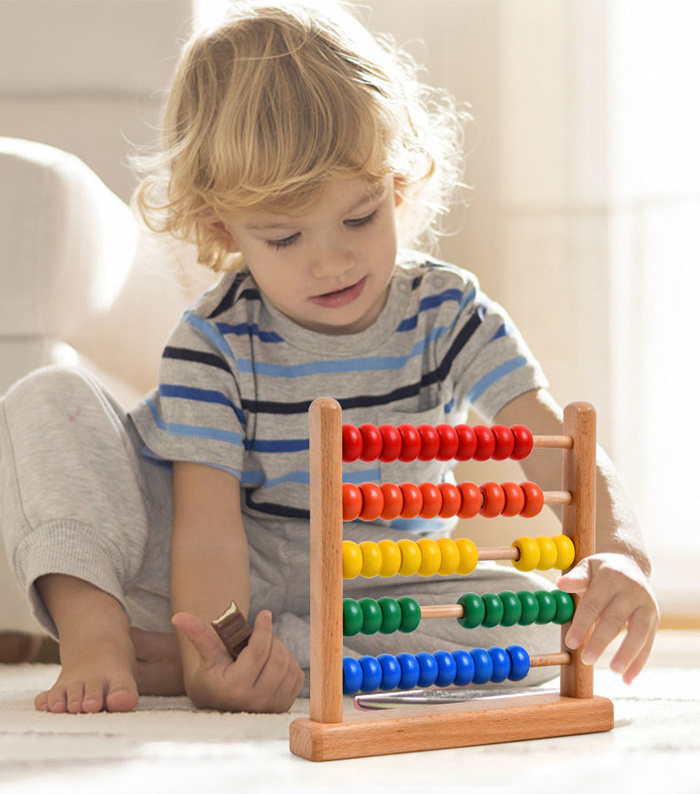 Wooden Abacus for Kids Math 5-Row Wooden Frame Abacus Counting Frame Educational Toy