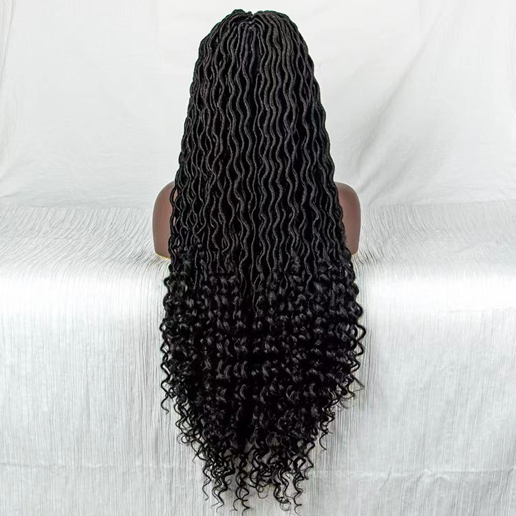 Wholesale African Knotless Big Box Braiding Hair Wigs Glueless Synthetic Hair Vendors Lace Front Braided Wigs For Black Women