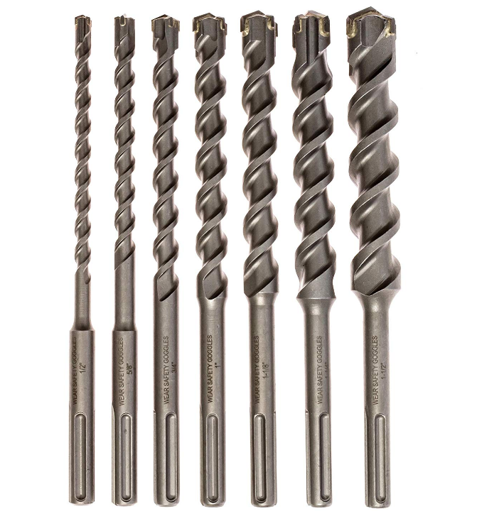 7 Piece SDS Max  Carbide Tipped Bit, Masonry Drill Bit set