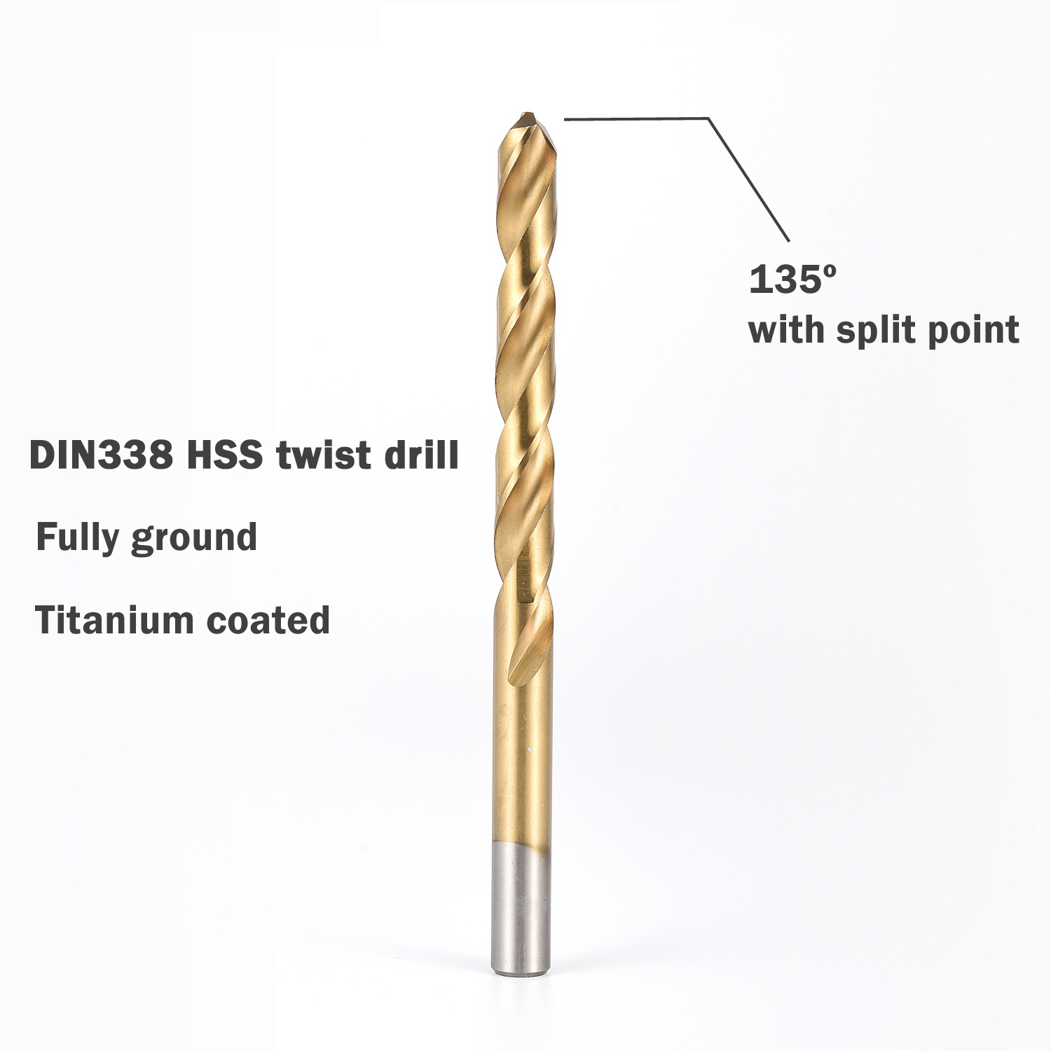 DIN 338 Twist Drill Bit Round Shank Fully Ground and Half Ground for Drill holes on Wood and Metal