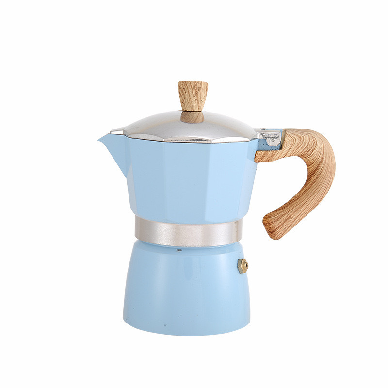 High Quality Small Aluminum Moka Pot Coffee Maker Blue White Black Silver Red 150ml Espresso Cafetiere