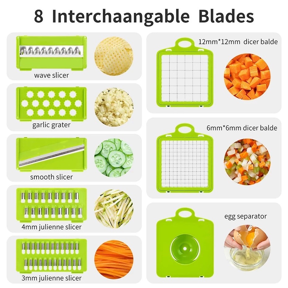 Top Seller Kitchen Accessories 14 in 1 Food Dicer Onion Veggie Chopper Mandoline Slicer Multifunctional Vegetable Cutter