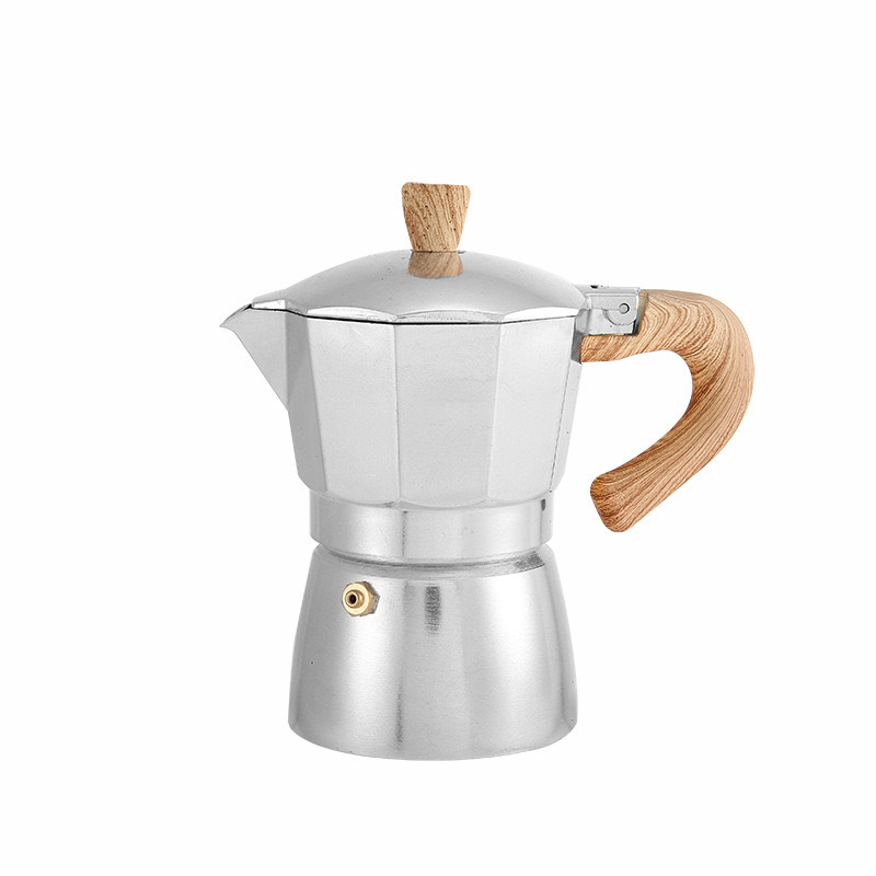 Eco Friendly Stovetop Espresso Moka Pot Espresso Cup Coffee Maker with Wooden Handel Box Metal Mini Aluminum Popular Europe