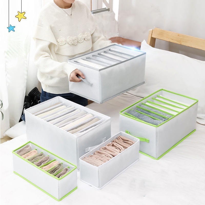 Mesh clothes storage box shirt panties organizer foldable jeans pants storage box closet underwear storage For Clothing