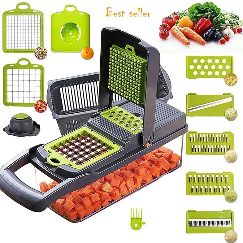 best seller Kitchen multi 15 In 1 manual mandoline fruit vegetable cutter onion dicer  veggie slicer vegetable chopper