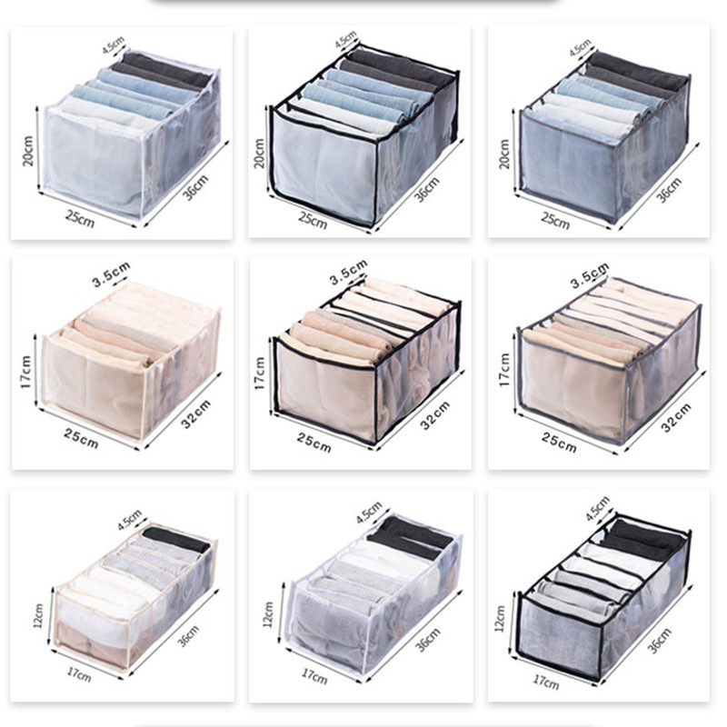 2023 New Product nylon clothes drawer storage bag divider closet organizer foldable mesh underwear bra socks storage box