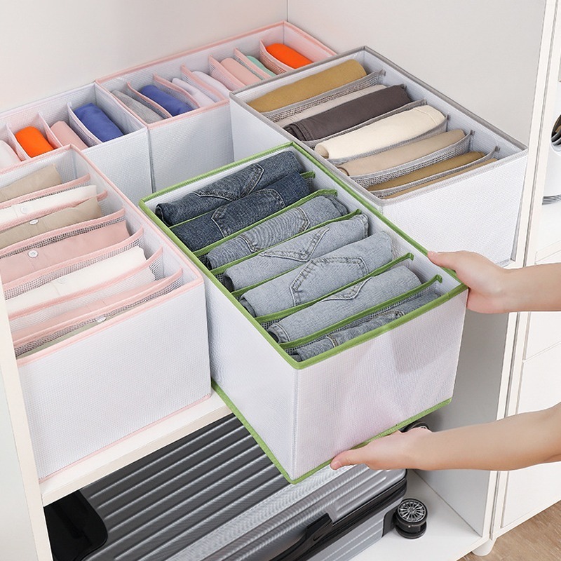 Mesh clothes storage box shirt panties organizer foldable jeans pants storage box closet underwear storage For Clothing