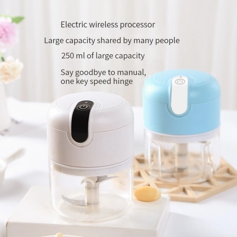 2023 250mL Mini Electric Garlic Chopper USB Charging Ginger Masher Machine Sturdy Durable Chili Vegetable Crusher Kitchen Tool