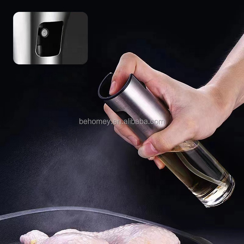 100ML Oil And Vinegar Bottle Set 304 Stainless Steel Glass Spray Olive Oil Sprayer Bottle Oil Spray For Cooking Camping