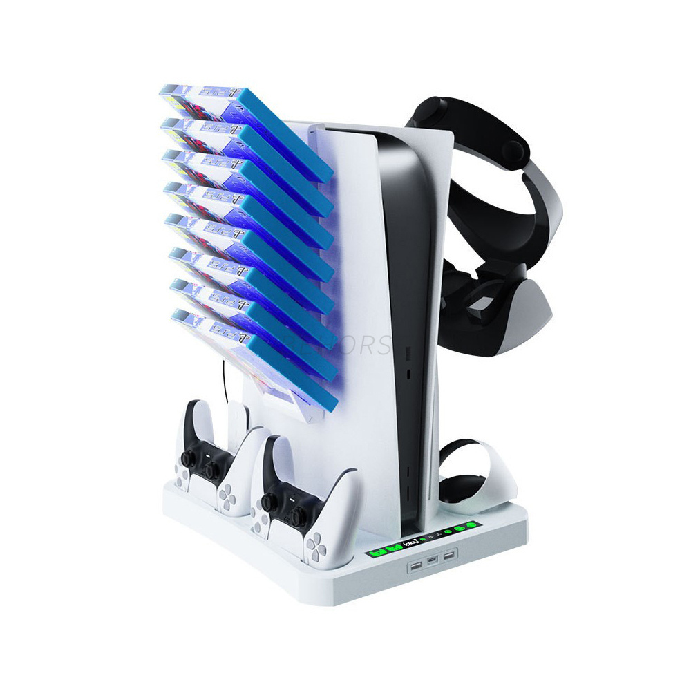 Multi-function Cooling Base For PS VR2 Handle PS5 Charger Dock Station Stand VR Helmet Storage Holder For Playstation VR 2