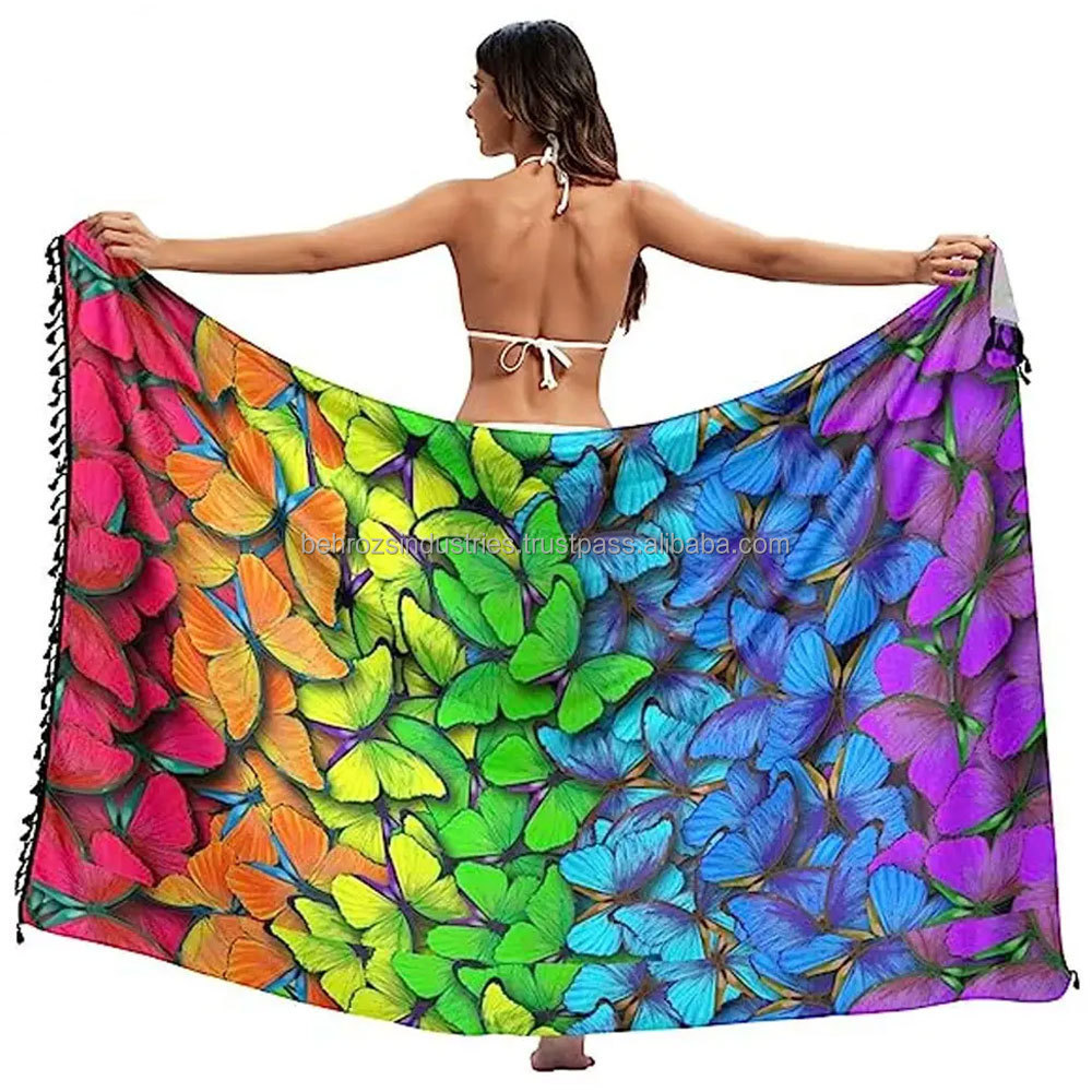 Summer & Beach wear beach Sarongs Multi Wear Swimsuit Sarong Custom Print Wrap Sarong Cover Up for Women