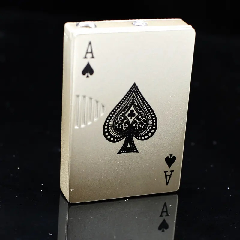 color changing flame Playing Cards Lighter Windproof Metal Lighter Metal Funny Toys For Men smoking Creative Lighter windproof