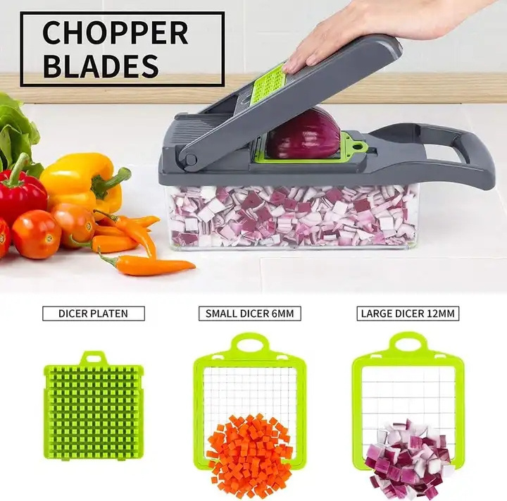 Kitchen multi 15 In 1 manual mandoline Vegetable Cutter Slicer Fruit Peeler Grater Kitchen onion dicer Basket Vegetable chopper