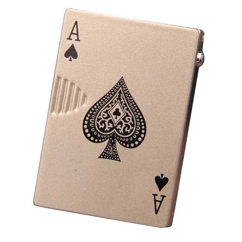 color changing flame Playing Cards Lighter Windproof Metal Lighter Metal Funny Toys For Men smoking Creative Lighter windproof