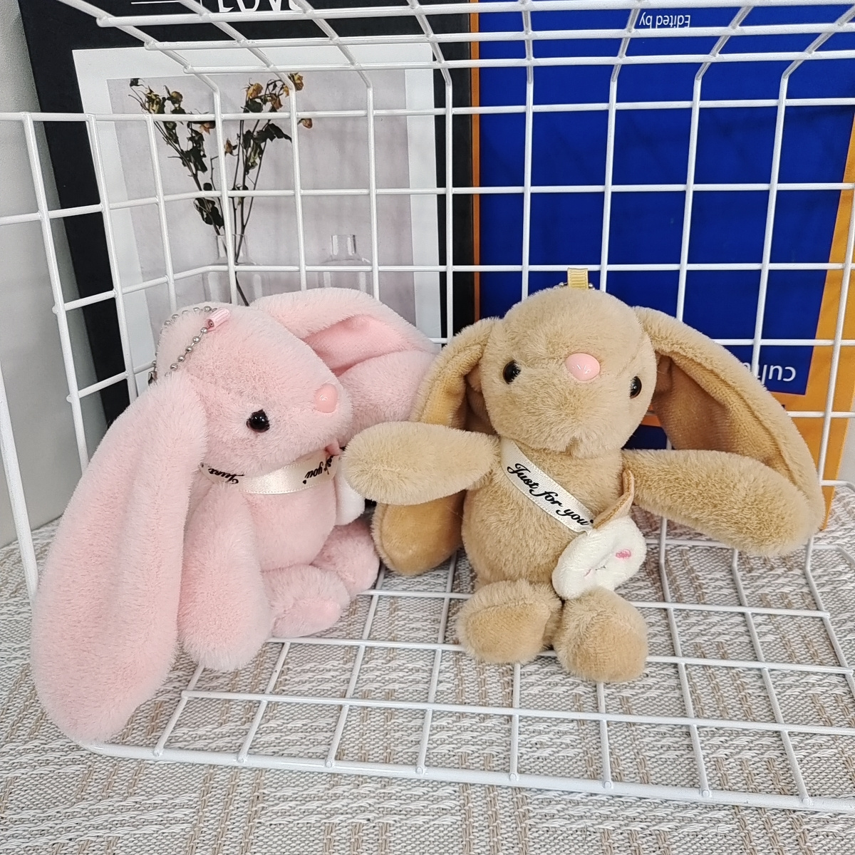 12cm Long Ears Backpack Rabbit Pendant Keychain Plush rabbit toy Stuffed Animal Toys