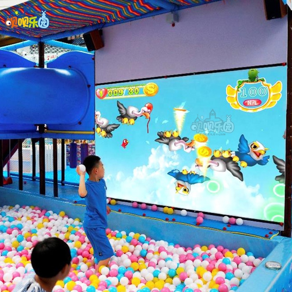 soft children indoor playground ball interactive amusement game equipment with wall projector