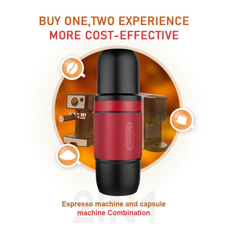 Car Travel Capsule And Ground Coffee Single Serve Machine Manual Mini Rechargeable 2 In 1 Portable Coffee Maker