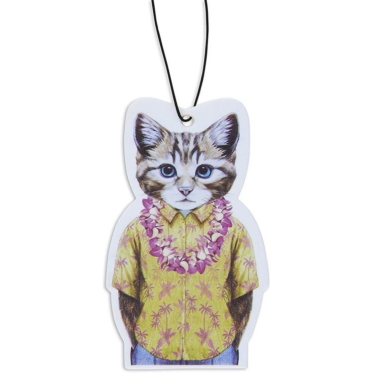 Car accessories custom car deodorant long lasting scents cat design paper car air freshener packaging