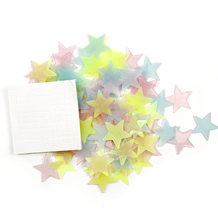 Four colors choose custom new glow in the drak night glow star sticker