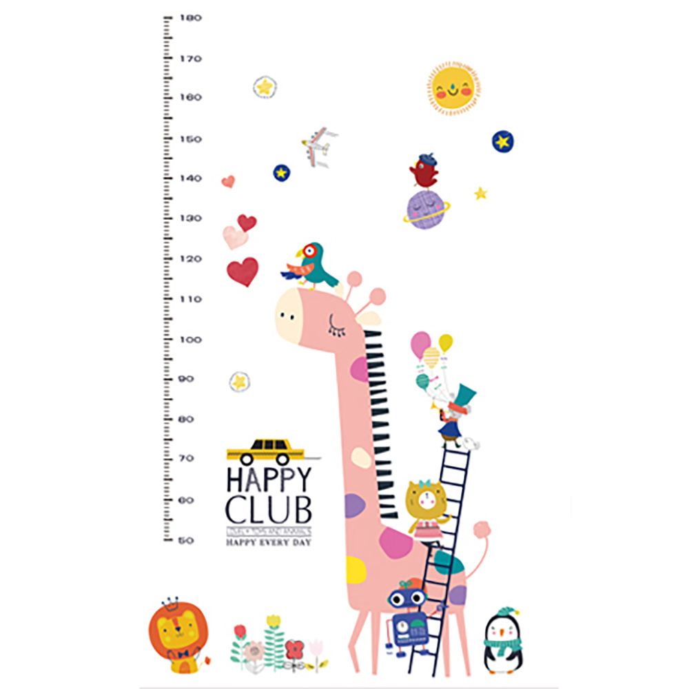 Home Decor Kids Room Height Growth Chart Decal Cute Animal PVC Wall Sticker