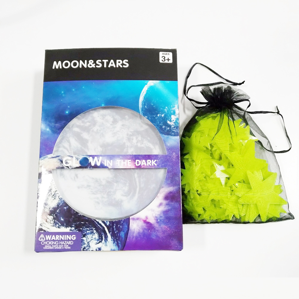 Removable Wall Stickers Set Stars Moon 3D Glow Star In Dark