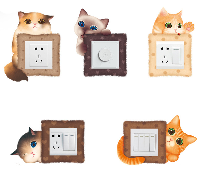 Cute switch wall door home decorative Cat Scratch and Sniff Scented Stickers