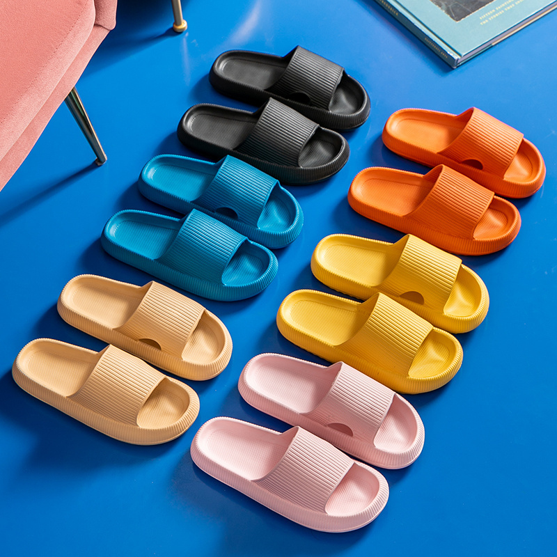 4cm Thick Platform Slippers Summer Beach Eva Soft Sole Slide Sandals Leisure Men Ladies Indoor Bathroom Anti-slip Shoes Slippers