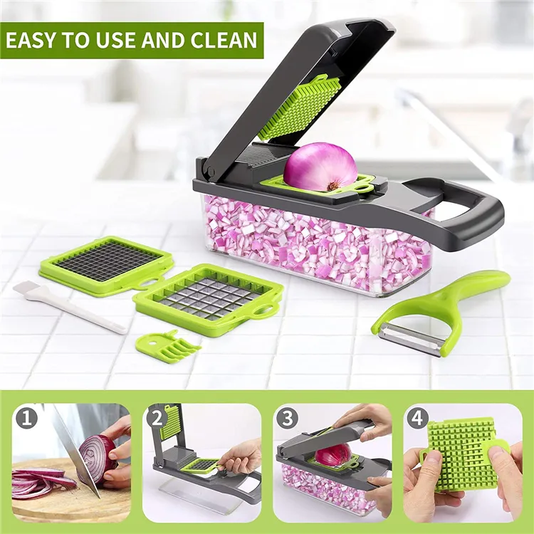 Multifunctional 14/16 in 1 Vegetable Chopper Onion Chopper Handle Food Grate Food Chopper Kitchen Vegetable Slicer Dicer Cut