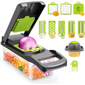 Hot selling Kitchen tools multi 12 In 1 manual fruit vegetable cutter onion dicer veggie slicer vegetable chopper