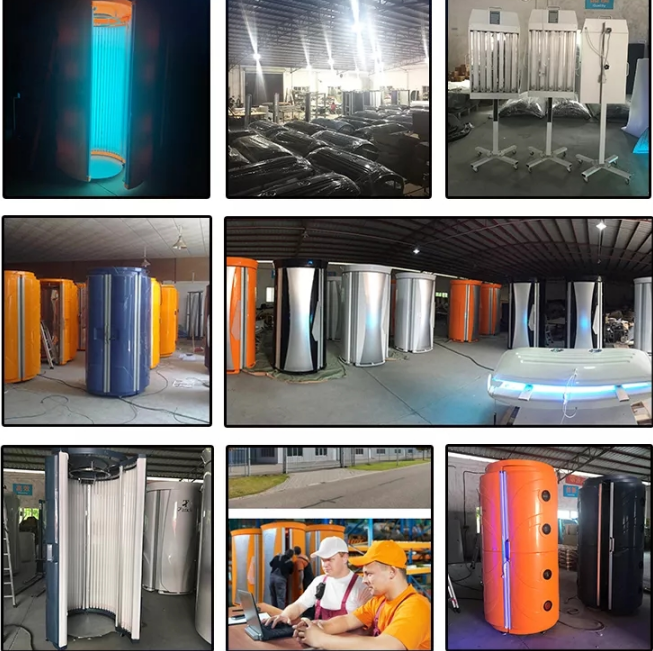 China Whole Body Tanning Machine Tanning Beds Factory Prices Standing Solarium vertical sunbed for skin tanning sun booth