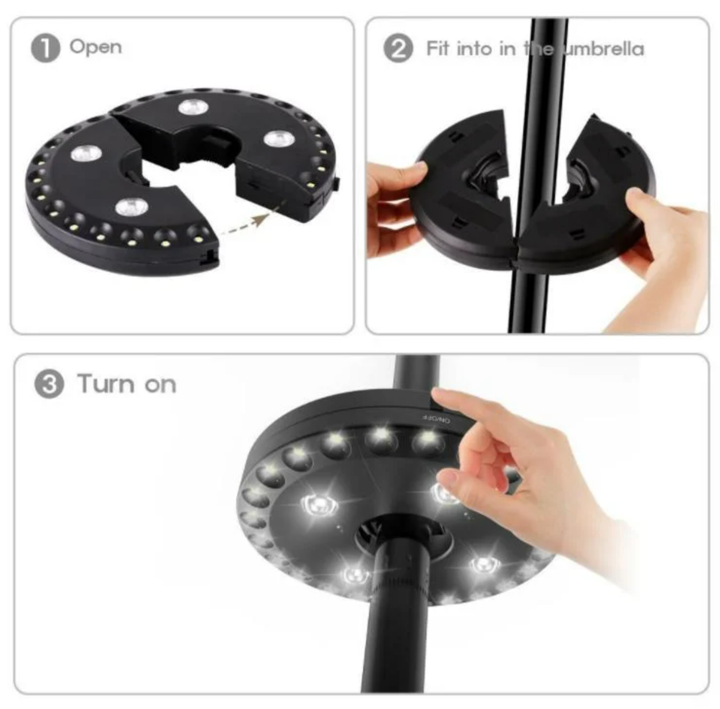 Patio Umbrella Light 3 Brightness Modes Cordless 28 LED Lights  AA Battery Operated,Umbrella Pole Light for Patio Umbrellas