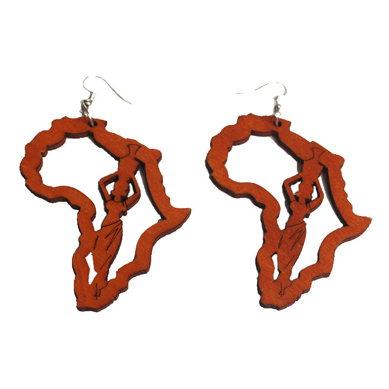 Exaggerate big african wood earrings africa wood drop earrings