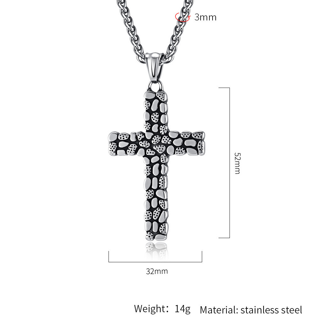 Wholesale jewelry making supplies fancy cobblestone roads pendant necklace christian cross stainless steel necklace