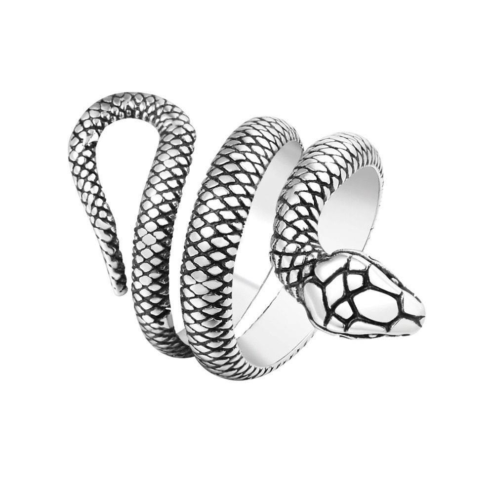 Vintage punk rock style stainless steel snake design ring