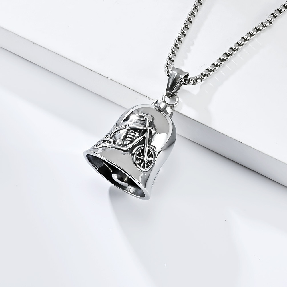 Bell angel wing knight bell necklace motorcycle bike riding guardian bell pendant necklace