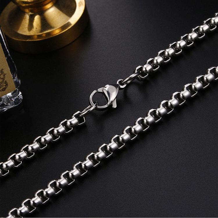 Customized men women jewelry accessories 316L stainless steel rolo chain necklace crude chain link necklace