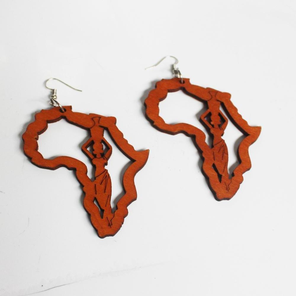 Exaggerate big african wood earrings africa wood drop earrings