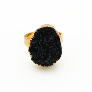 Single stone finger ring black resin stone ring for women