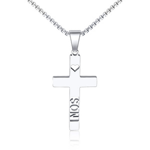 2024 stainless steel waterproof and non tarnish cross necklace  tiny heart hollowed cross pendant necklace with letter son