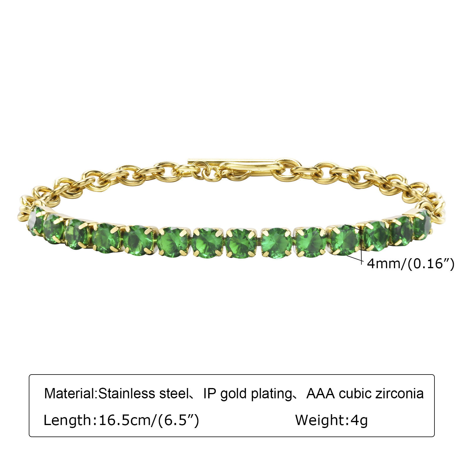 Fashion stainless steel 18k gold plated hand chain women s tennis zircon bracelet