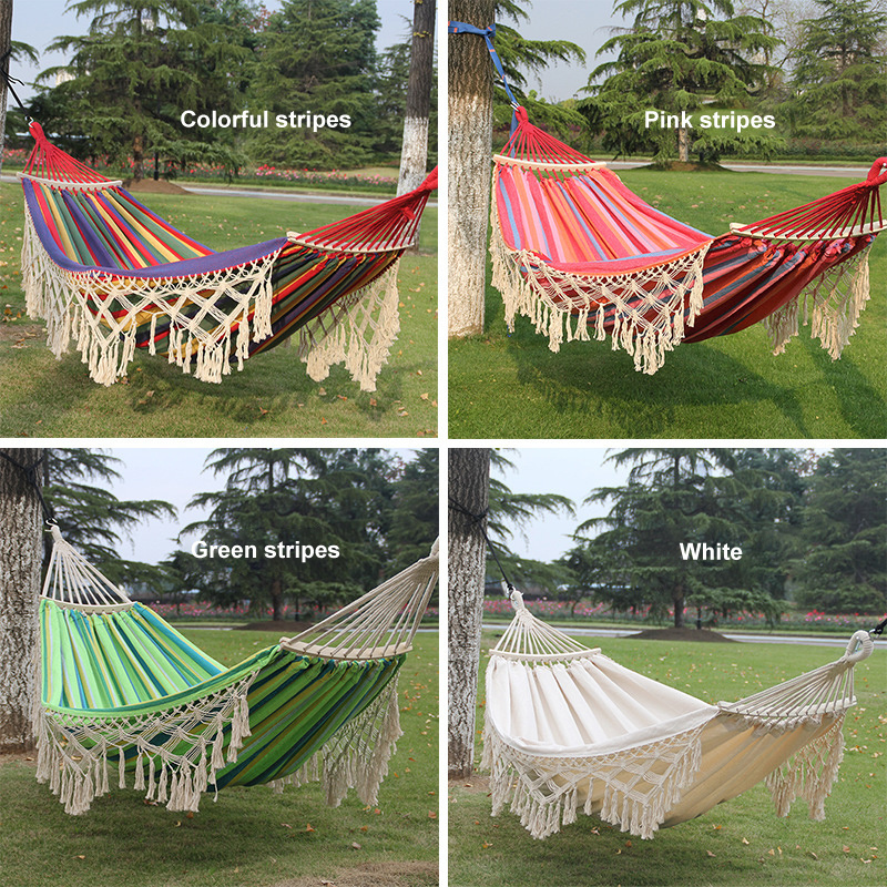 2023 Canvas Hammock Bed Folding Double Hanging Nylon Wholesale Swing Portable Outdoor Camping Hammock