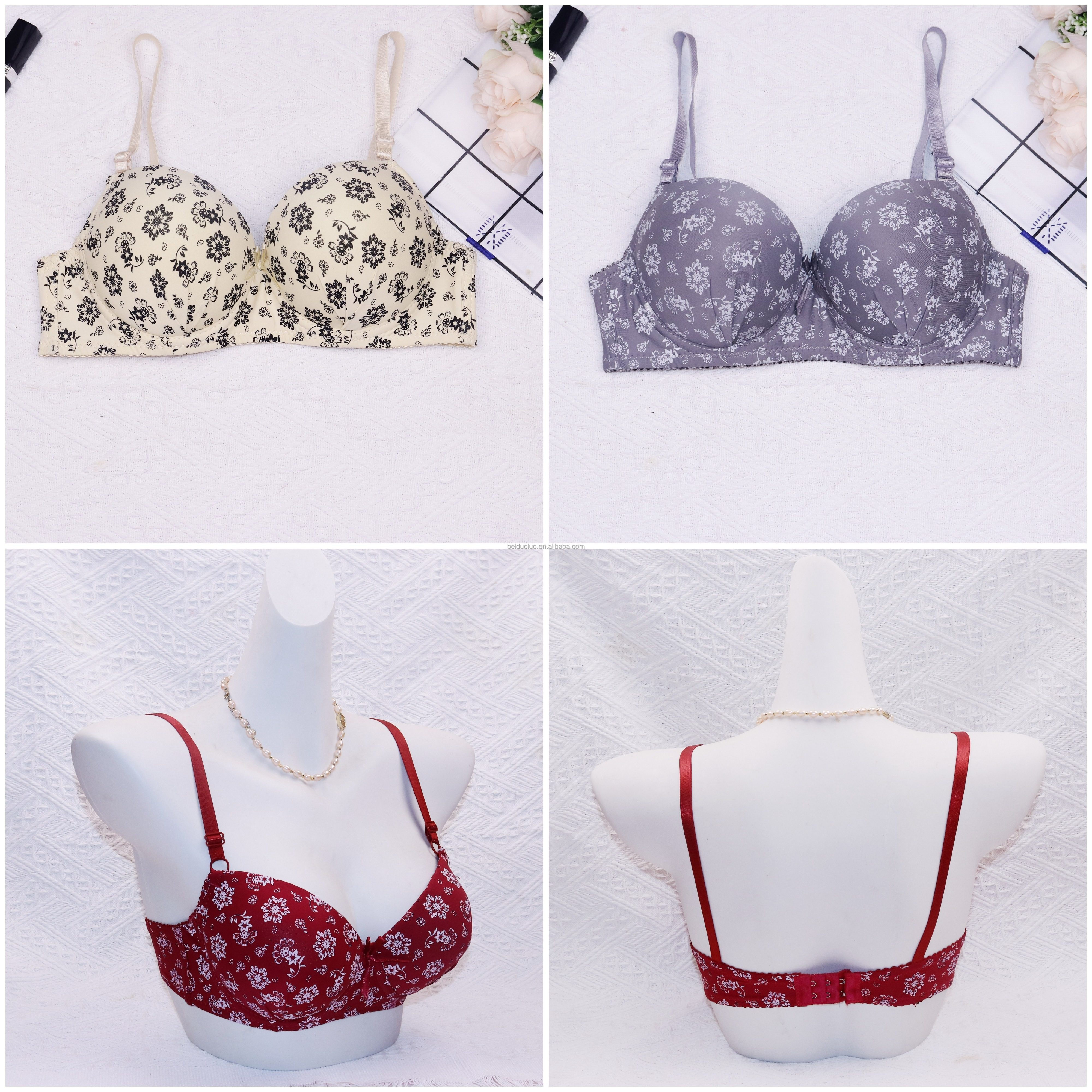 Big breast push-up   Spandex cotton adjusted-straps fashionable printed  Underwire bra for big  breasts  woman