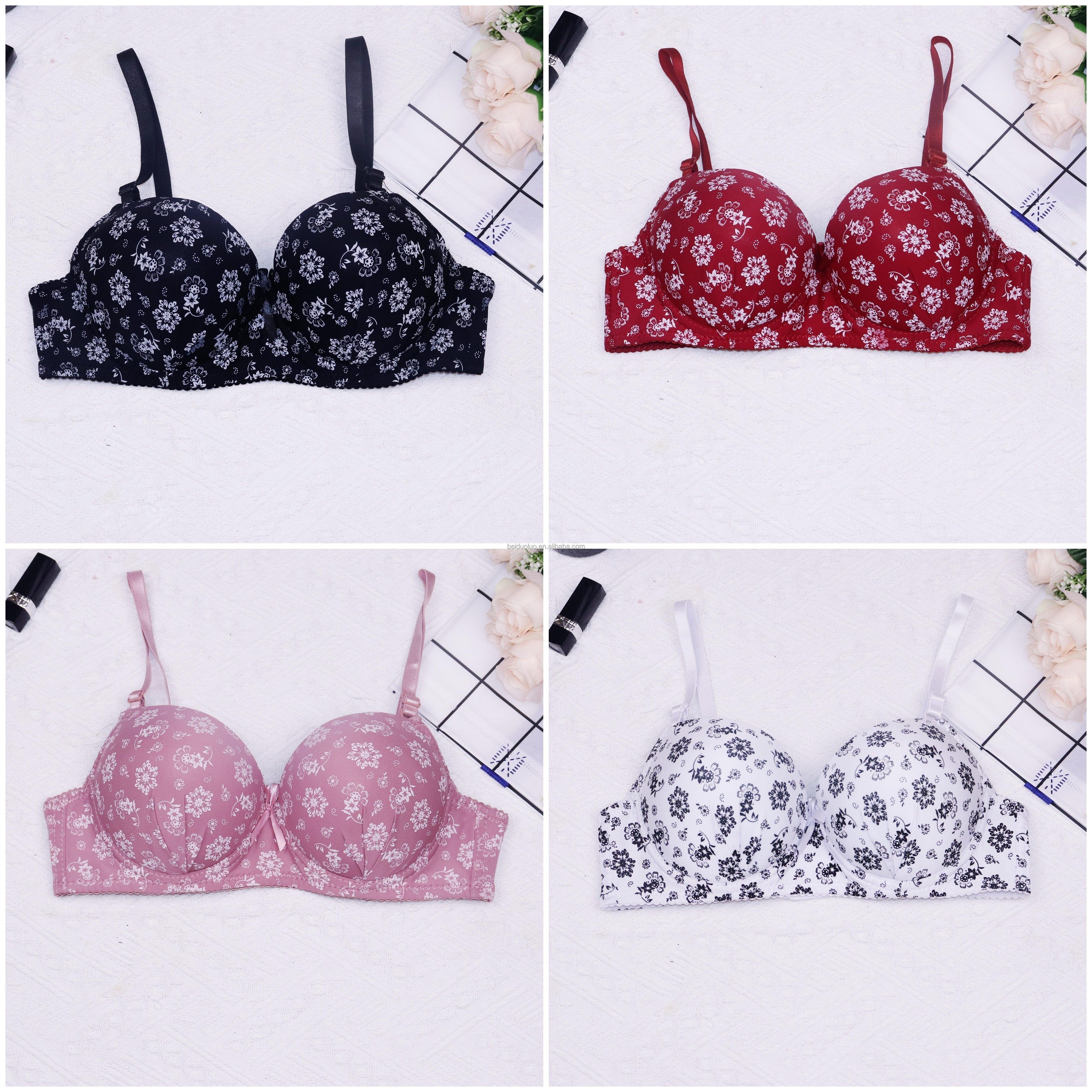 Big breast push-up   Spandex cotton adjusted-straps fashionable printed  Underwire bra for big  breasts  woman