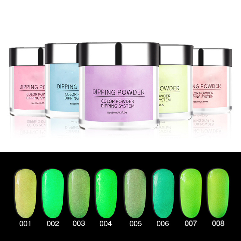 Customizable Dipping Powder Fast Drying Non-Toxic Fluorescence  Glow In Dark Luminous Nail Art Acrylic Powder Bulk Wholesale OEM