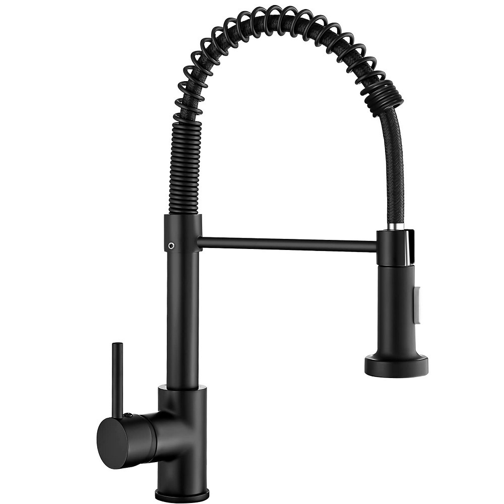 Brass Stainless Steel Black Torneira Gourmet Taps Spring Kitchen Sink Faucets with Pull Down Sprayer