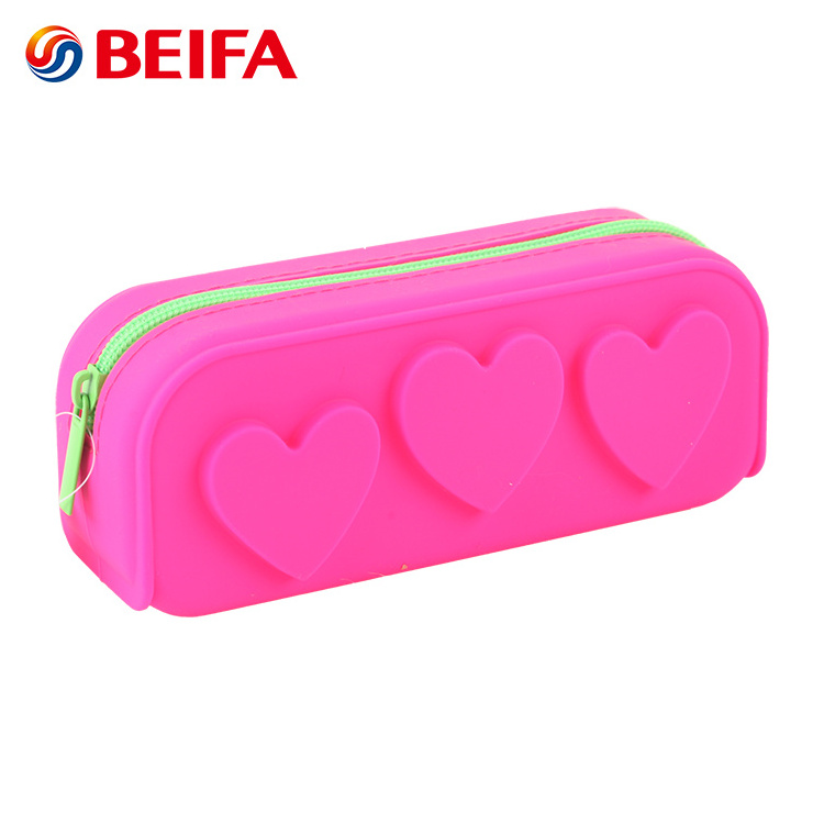 Beifa Brand PB0071 Creative Design Stationery School Silicone Pencil Case With Heart Shape